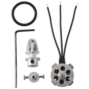Brushless out runner motor with mounting hardware and three-wire connector
