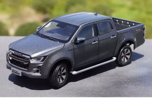 Gray Isuzu D-Max 4x4 pickup die-cast model with open door