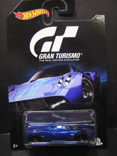 Hot Wheels 1:64 die-cast car, purple and blue sports car in blister package