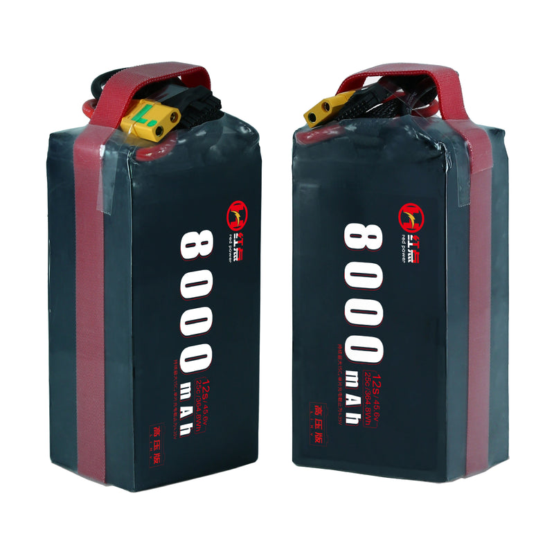 45.6V 8000mAh 8Ah12S High Rate 25C HD UAV POWER Drone Battery Pack Li-Po Manufacture for Fixed-Wind Vtol Multirotor Drone