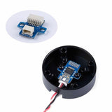 Brushless motor with encoder board, black housing and colored wiring harness