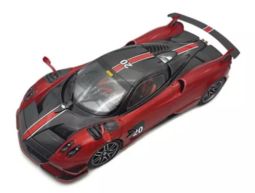 1:18 red and black diecast roadster model car with open cockpit