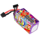 RC LiPo battery pack in purple with XT60-style connector and wire harness