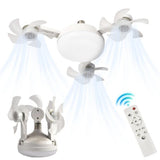2-in-1 hanging ceiling fan with LED lantern, four blades, and remote control