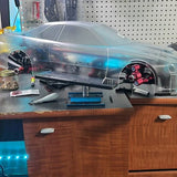 Iridescent blue RC car body shell, Nissan GTR-style