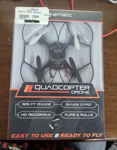 Ematic nano quadcopter drone in retail box, six-axis gyro, HD recording