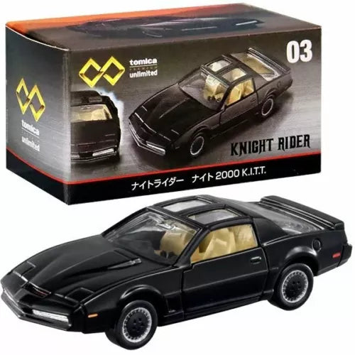 Black Knight Rider diecast car with gold interior and box packaging