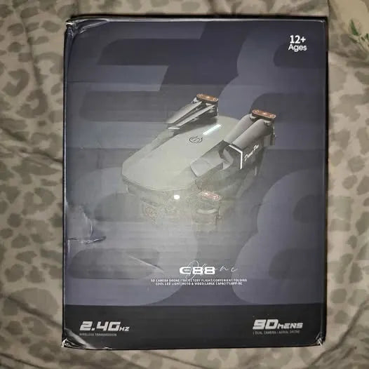 Mini 4K camera drone retail box with drone illustration