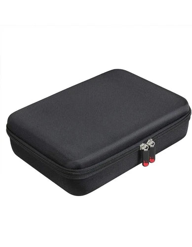 Hard-shell drone carrying case with zipper, dark gray exterior, compact rectangular design