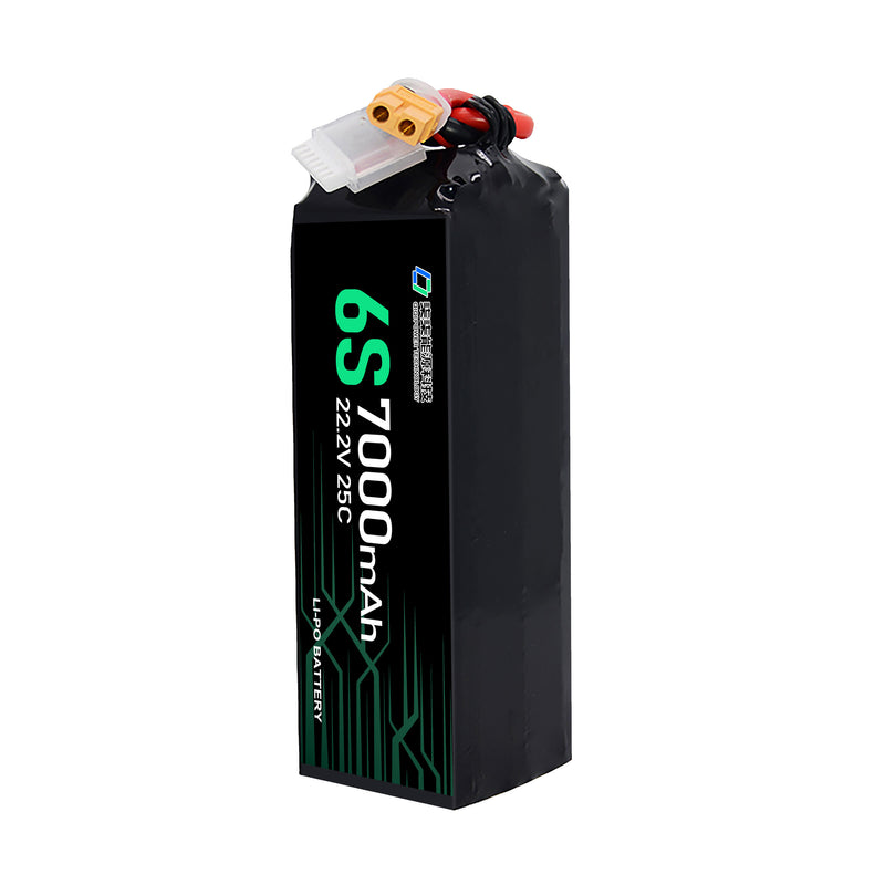 Black 6S Li-ion battery pack with 2200mAh label and red/black leads