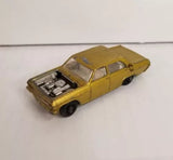 Vintage Lesney Matchbox Opel Diplomat diecast car, yellow, with exposed engine bay
