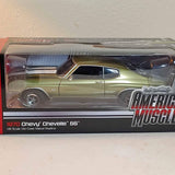 1970 Chevelle SS diecast model car, green, 1:18 scale, boxed