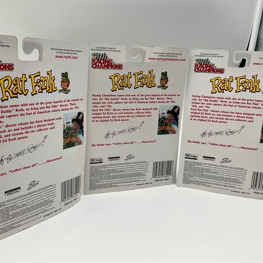 1/64 Rat Fink diecast box back with decals and printed details