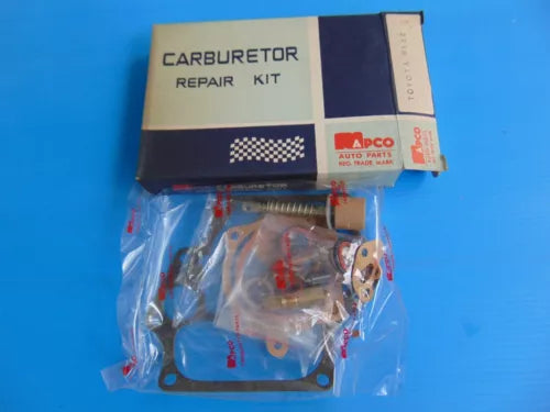 Carburetor repair kit in sealed clear bag with metal parts and gasket