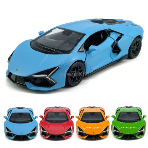 Blue 1:36 scale diecast model toy car with black wheels and detailed front grille