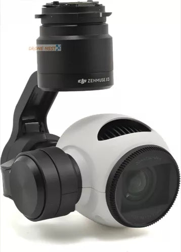 DJI Zenmuse X3 3-axis gimbal camera with lens, black and white body