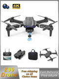 Folding quadcopter drone with 4 rotors, remote controller, and carrying case