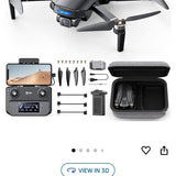 Foldable GPS drone kit with controller, propellers, battery, and carry case