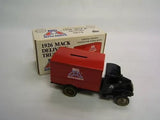 1926 Mack delivery truck diecast model with original box, red and black