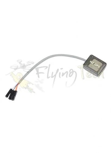 GPS receiver module with ribbon cable, rectangular black body, gray cable