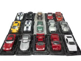 Diecast supercar model set with assorted miniature cars in display tray