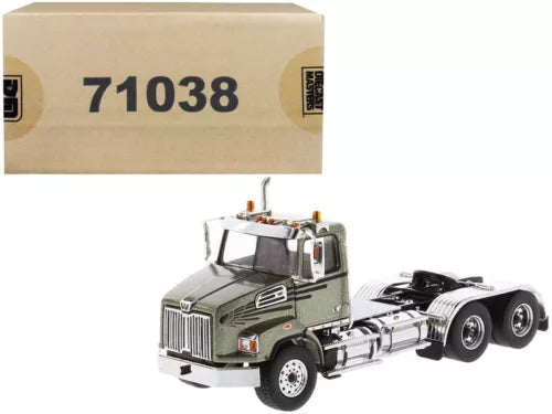 Metallic green Western Star day cab tractor diecast with chrome grille and dual rear wheels