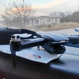 Drone by SKY FLOW with black body and visible propellers in close-up