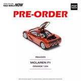 McLaren F1 1:64 orange diecast model car with open cockpit