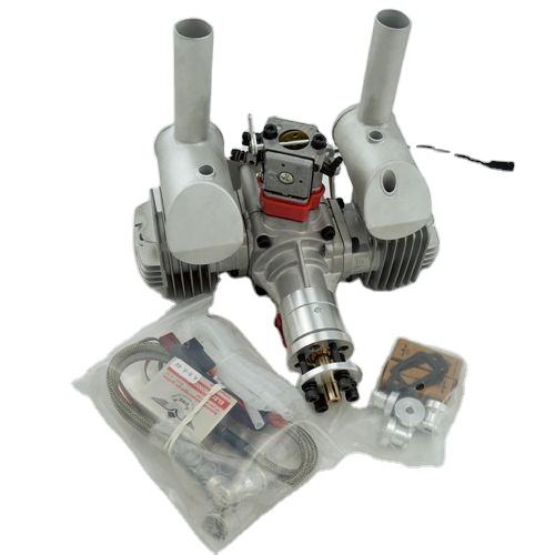 EME 70CC 7000RPM Twin Cylinder Two Stroke Side Exhaust Natural Air Cooled Fixed Wing Gasoline Engine for RC Airplane Drone VTOL Drone