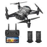 Camouflage mini quadcopter drone with FPV camera, controller screen and batteries