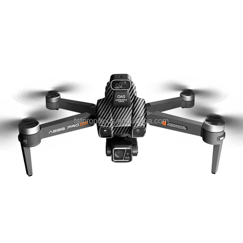 AE86 PRO Max+ quadcopter drone with dual cameras and 3-axis gimbal, foldable arms
