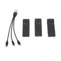 RC drone battery pack set with 3 in 1 charging cable and three batteries