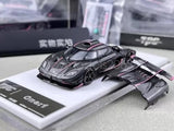 1:64 full-carbon racing diecast car toy, black with pink accents
