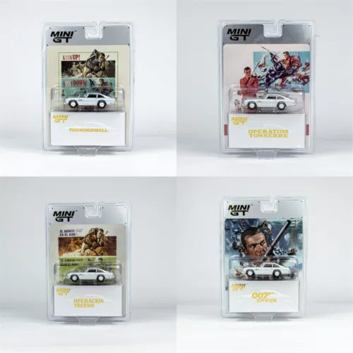 1:64 AM DB5 silver diecast model car in blister packaging, MINI GT