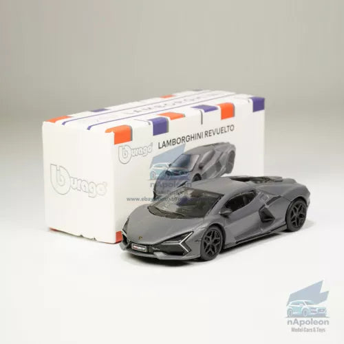 Gray 1:64 Lamborghini Revuelto diecast model car with display box