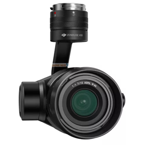 Gimbal camera lens module with black housing and wide-angle lens