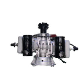 350cc gasoline model aircraft engine with silver cylinder block and black side tanks