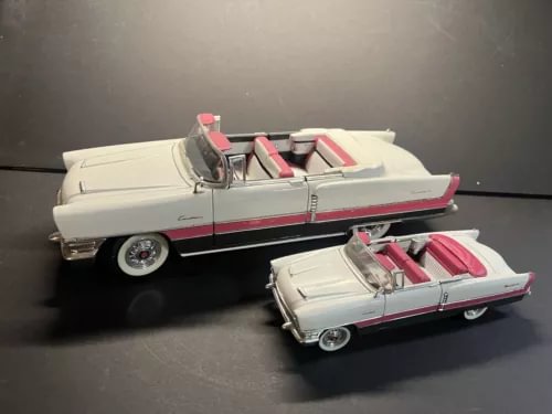 1955 Packard Caribbean diecast convertible pair, cream with red interior, open top