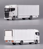 GCD 1:64 White Scania S730 Enclosed Double Deck Tow Truck Model Diecast Metal Parts