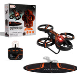 Rechargeable aero stunt drone with LED lights, controller, and carrying mat