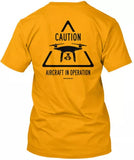Drone Pilot S Caution Black Ink T-Shirt Made in the USA Size S to 5XL Drone