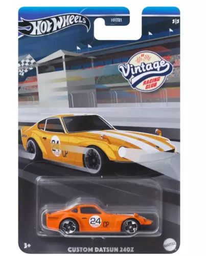 Orange and white custom Datsun 240Z diecast toy car, Hot Wheels 1:64