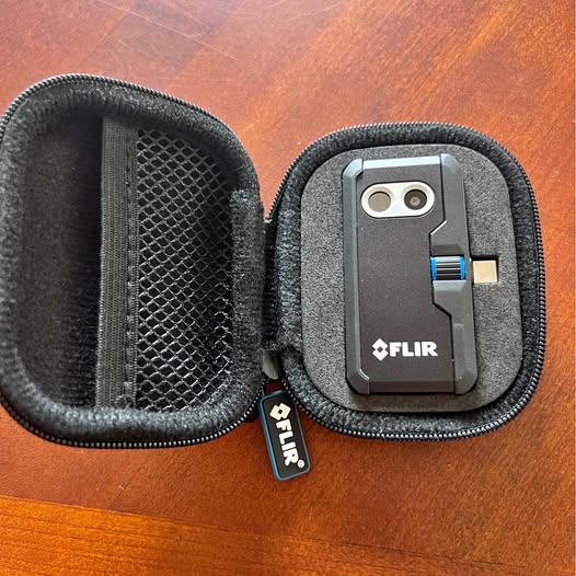 Thermal imaging camera module with protective case and FLIR label
