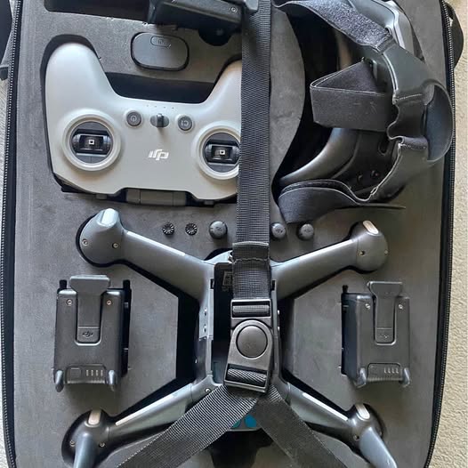 DJI FPV drone and controller in hard case with batteries