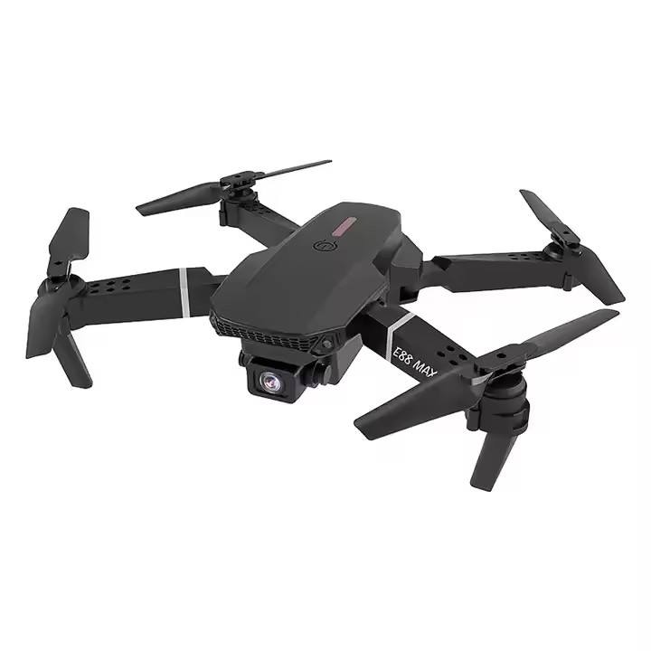Foldable mini quadcopter drone with front camera and four propellers