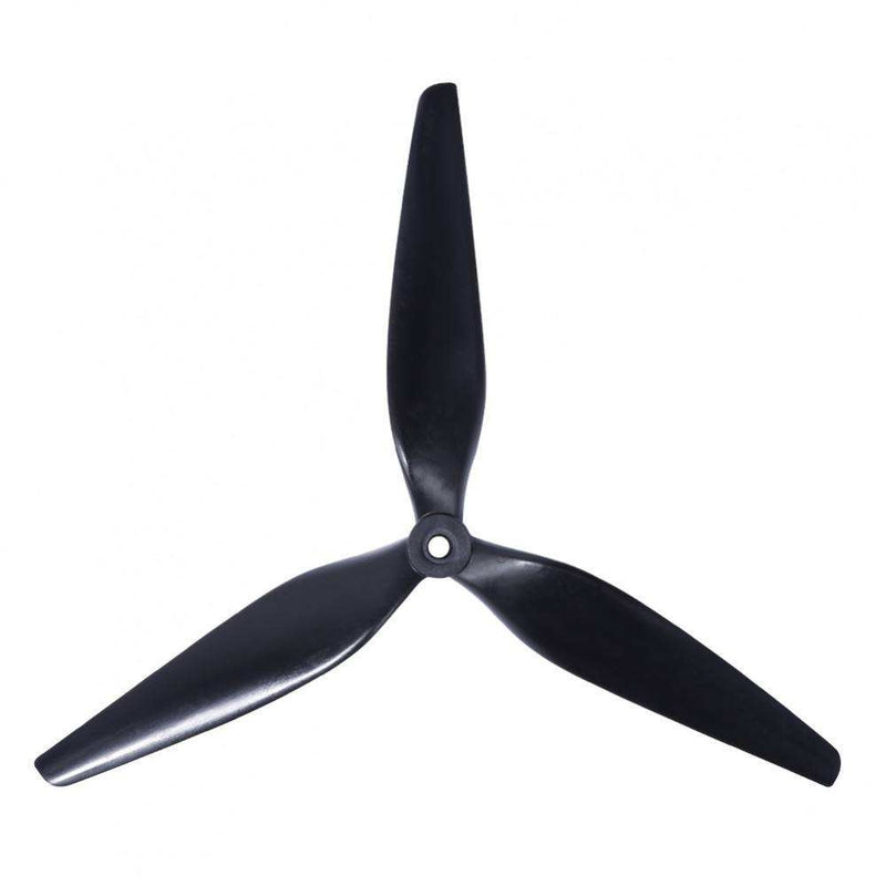 Black three-blade propeller with central hub for RC drone