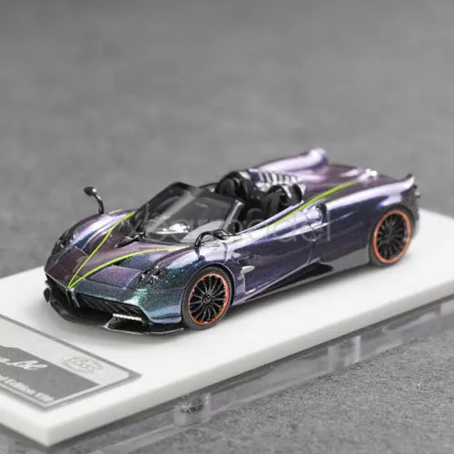 Purple and black convertible sports diecast car model with neon stripes