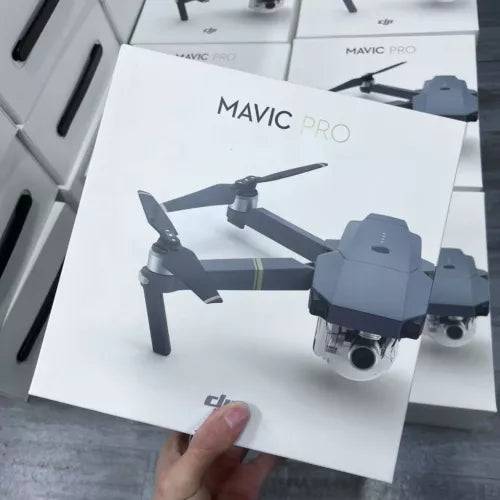 Mavic Pro 4K camera drone box with drone illustration