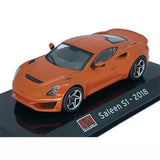 Saleen S1 2018 supercar diecast model, 1:43 scale, orange-brown on base