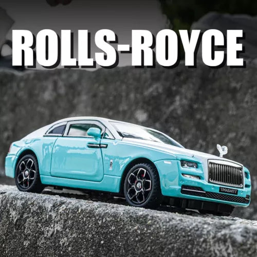 1:24 Rolls-Royce Wraith Mansory diecast model car, light blue front 3/4